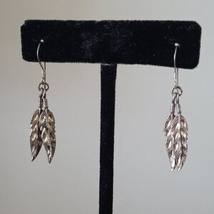 Vintage Sterling Double Feather Earrings